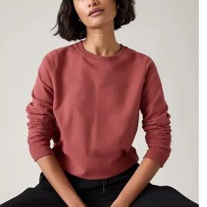 Athleta Crewneck Sweatshirt Pink Womens Small Athleisure Pullover Cotton Blend